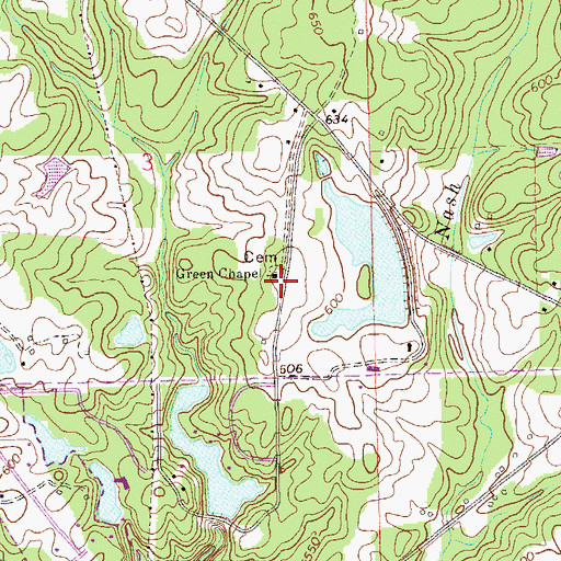 Topographic Map of Green Chapel Missionary Baptist Church, AL