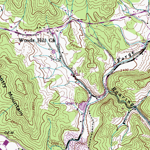 Topographic Map of Woods School (historical), TN