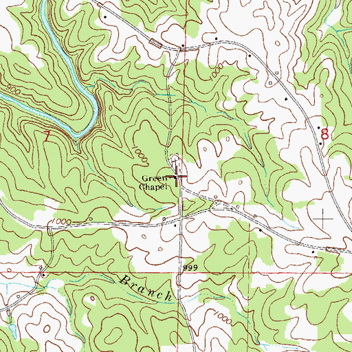 Topographic Map of Green Chapel, AL
