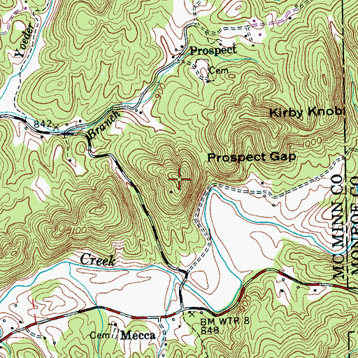 Topographic Map of Prospect Knob, TN