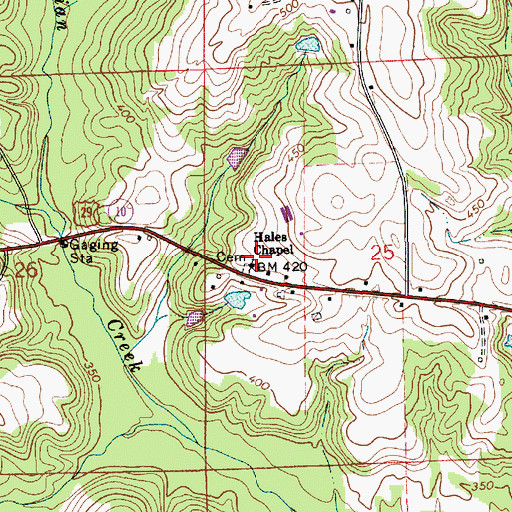 Topographic Map of Hales Chapel, AL