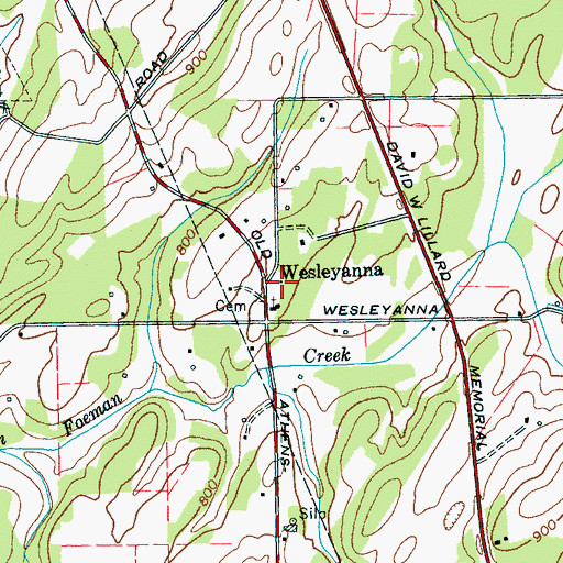 Topographic Map of Wesleyanna School (historical), TN