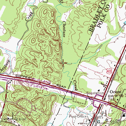Topographic Map of Gates Creek, TN