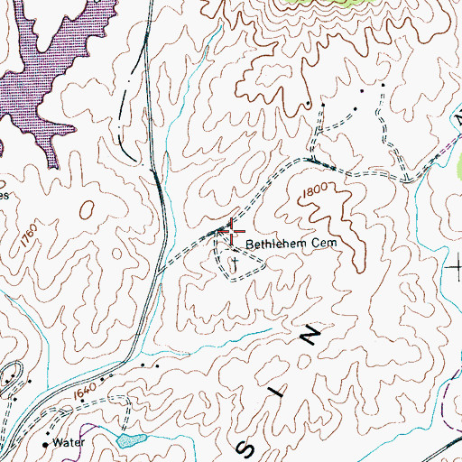 Topographic Map of Bethleham Church (historical), TN