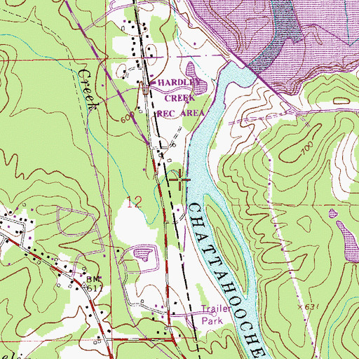 Topographic Map of Hardley Creek, AL