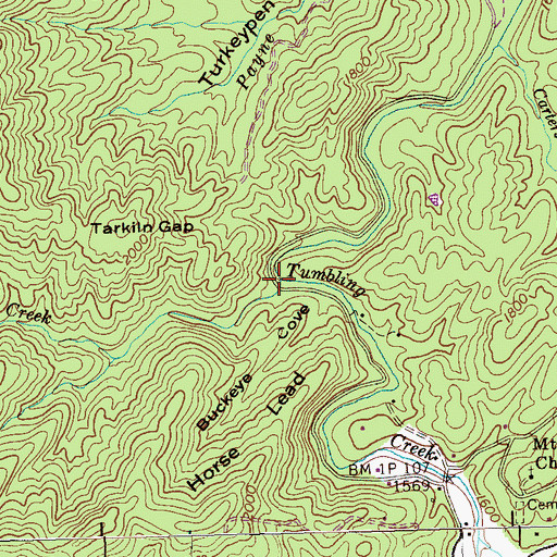 Topographic Map of Chestnut Branch, TN