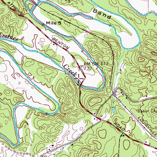 Topographic Map of Chestuee Mills (historical), TN