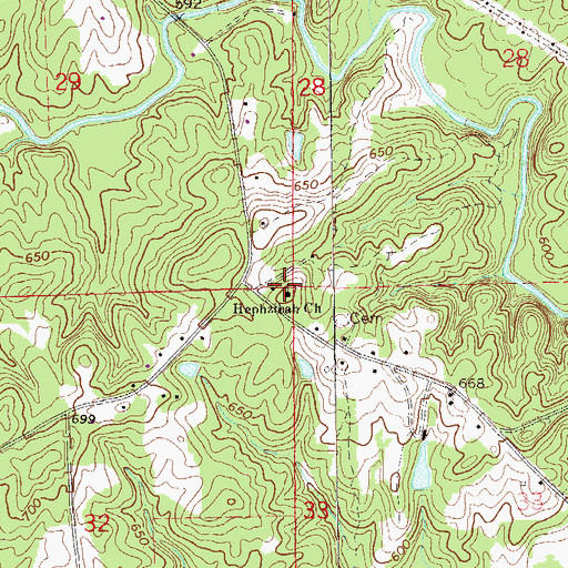 Topographic Map of Hephzibah Primitive Baptist Church, AL