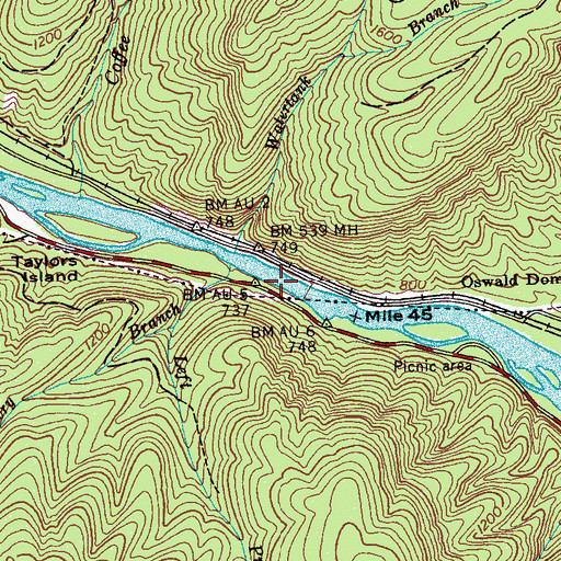 Topographic Map of Hiwassee Gap, TN