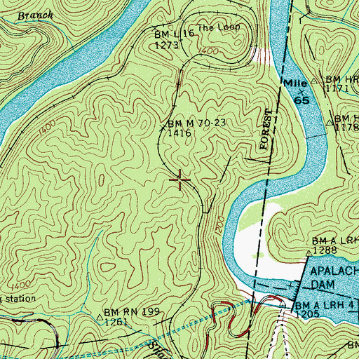 Topographic Map of Mountain Spur, TN