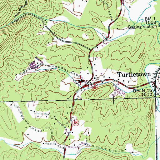 Topographic Map of Turtletown Elementary School, TN