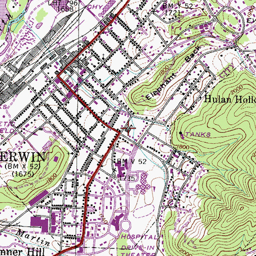 Topographic Map of Evans Elementary School, TN