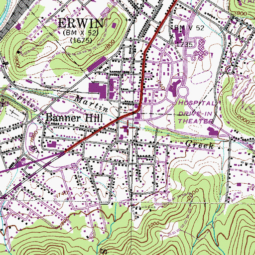 Topographic Map of Martin Chapel Elementary School, TN