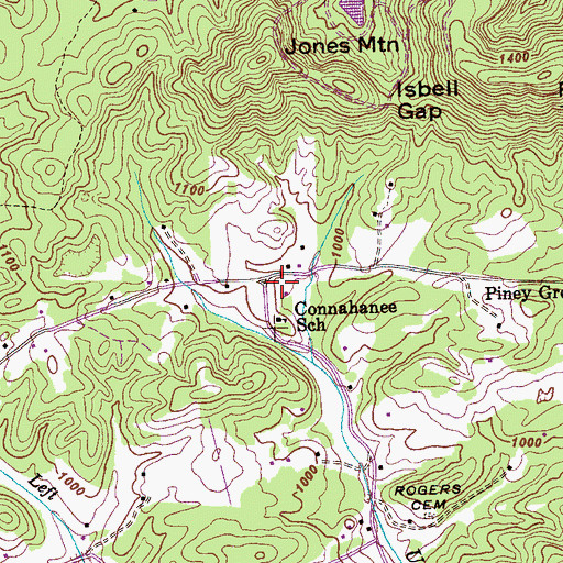 Topographic Map of Cedar Grove School (historical), TN