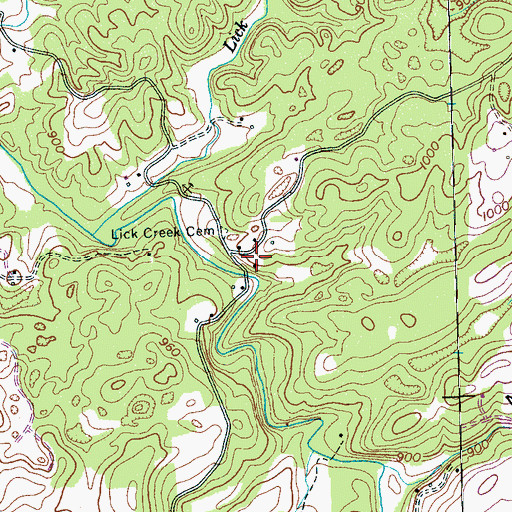 Topographic Map of Lick Creek Church (historical), TN