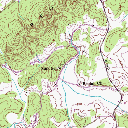 Topographic Map of Sink (historical), TN