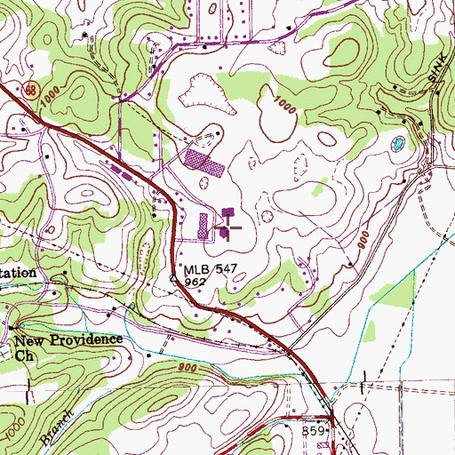 Topographic Map of Tellico Plains High School, TN