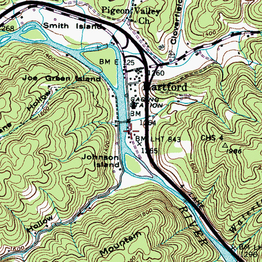 Topographic Map of Hartford Elementary School, TN
