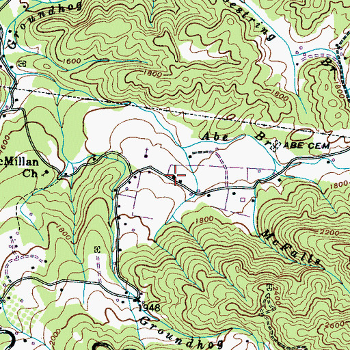 Topographic Map of Garver Chapel School (historical), TN