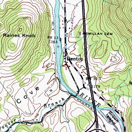 Topographic Map of Denton School (historical), TN
