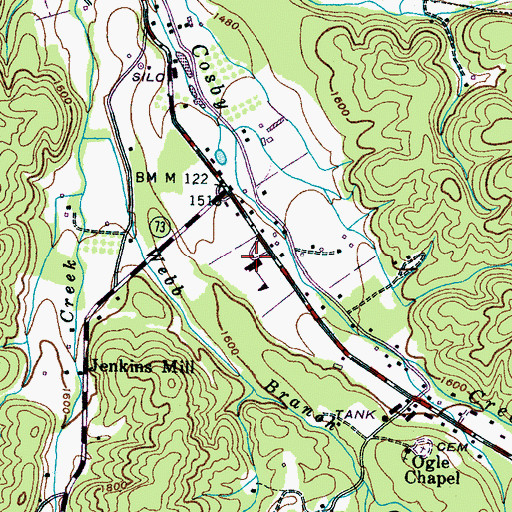 Topographic Map of Smoky Mountain Elementary School, TN