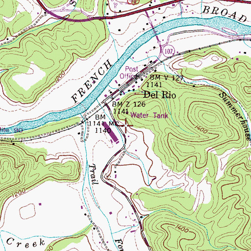 Topographic Map of Del Rio Elementary School, TN