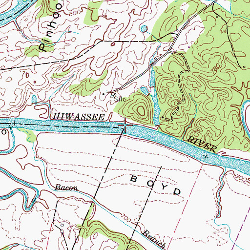 Topographic Map of Cooks Ferry (historical), TN