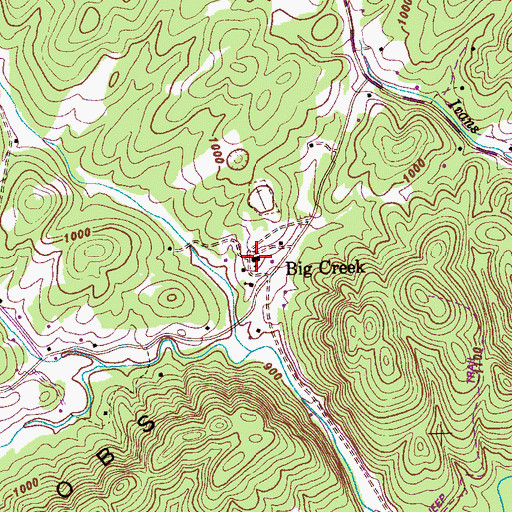 Topographic Map of Big Creek School (historical), TN