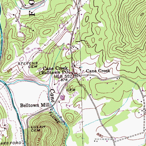 Topographic Map of Cane Creek School (historical), TN