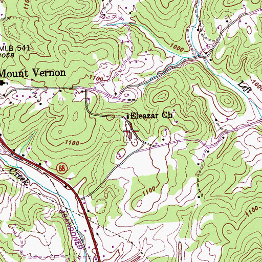 Topographic Map of Eleazer Cemetery, TN