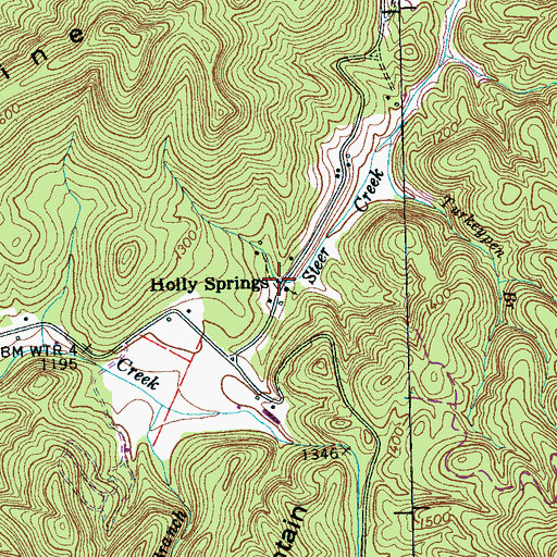 Topographic Map of Holly Springs School (historical), TN