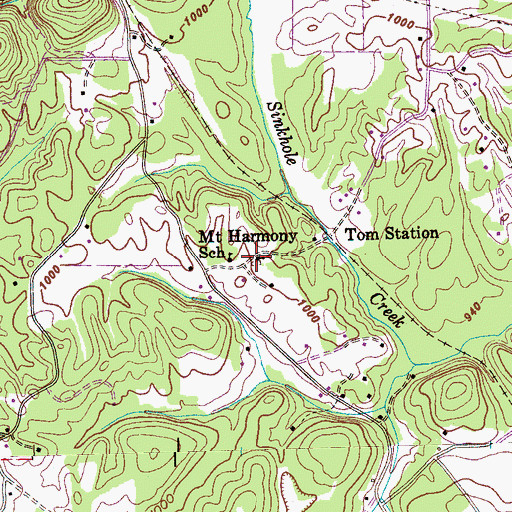 Topographic Map of Mount Harmony Baptist Church, TN