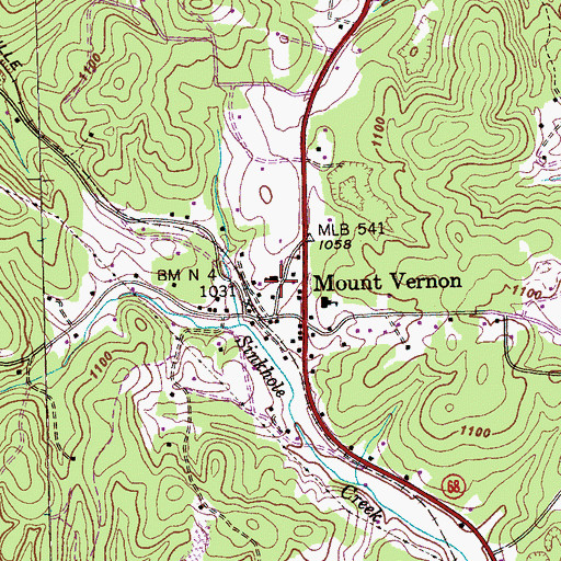 Topographic Map of Mount Vernon Baptist Church, TN