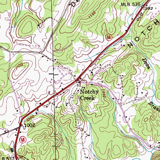 Topographic Map of Notchey Creek Baptist Church, TN