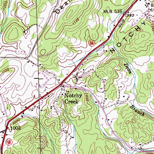 Topographic Map of Notchey Creek School (historical), TN