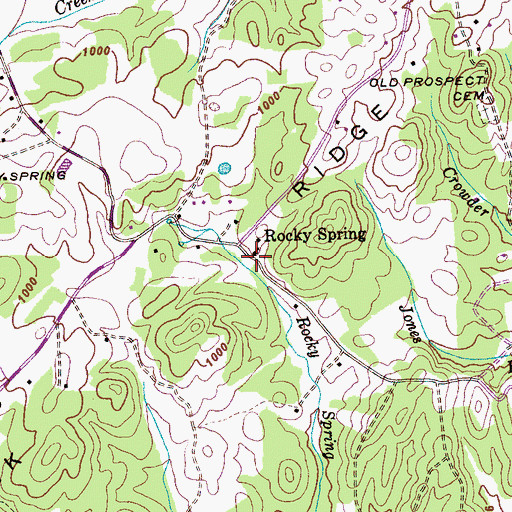 Topographic Map of Rocky Springs Baptist Church, TN