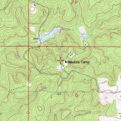 Topographic Map of Maubila Camp, AL