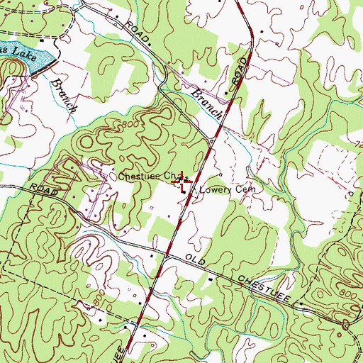Topographic Map of Chestuee Cemetery, TN