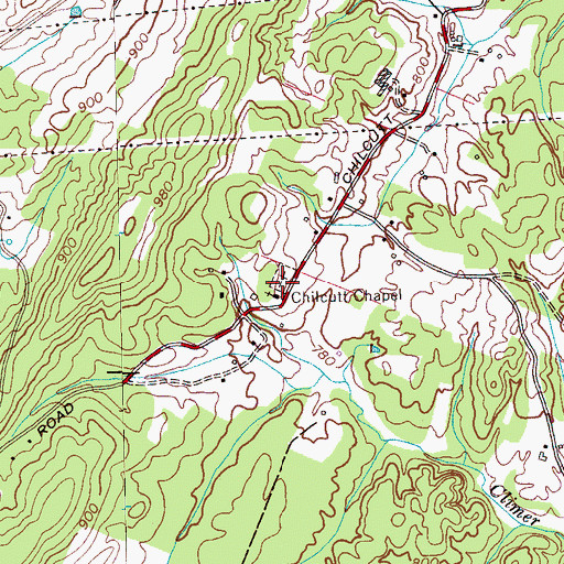 Topographic Map of Chilcutt Cemetery, TN
