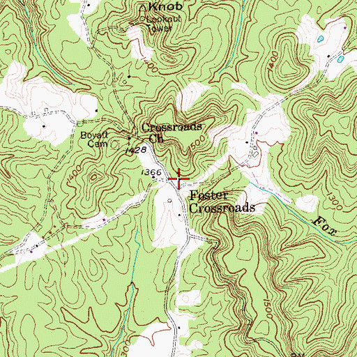 Topographic Map of Foster Cross Roads School (historical), TN