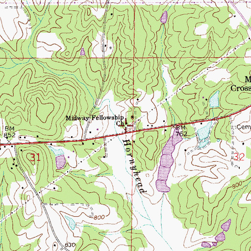 Topographic Map of Midway Full Gospel Church, AL