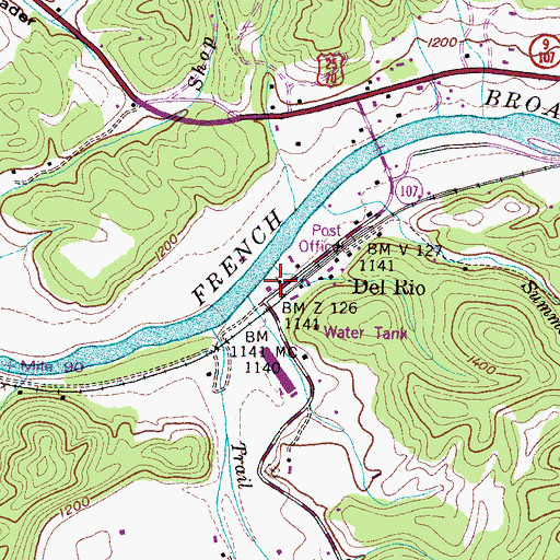 Topographic Map of Del Rio Baptist Church, TN
