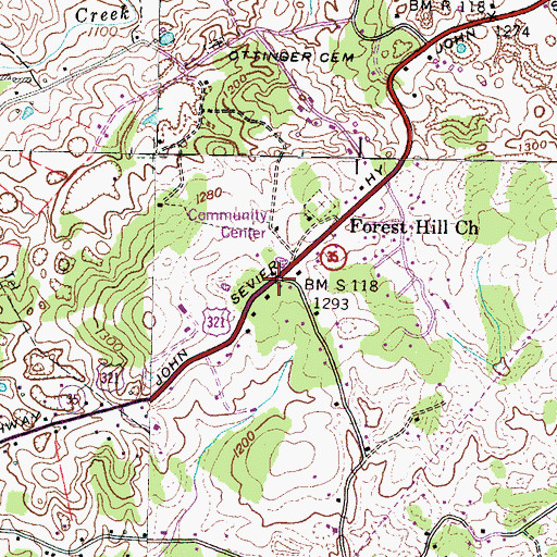 Topographic Map of Forest Hill, TN