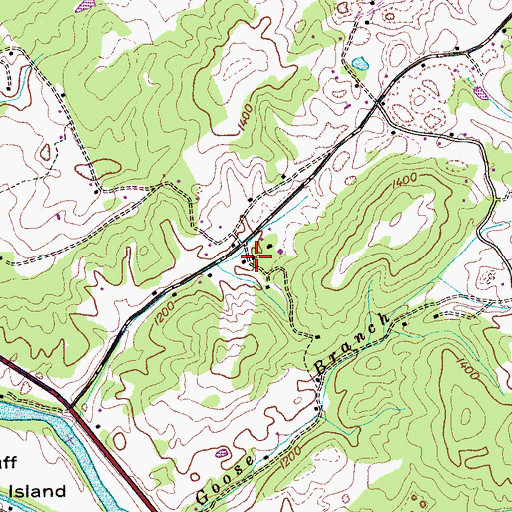 Topographic Map of Mannings Chapel Baptist Church, TN