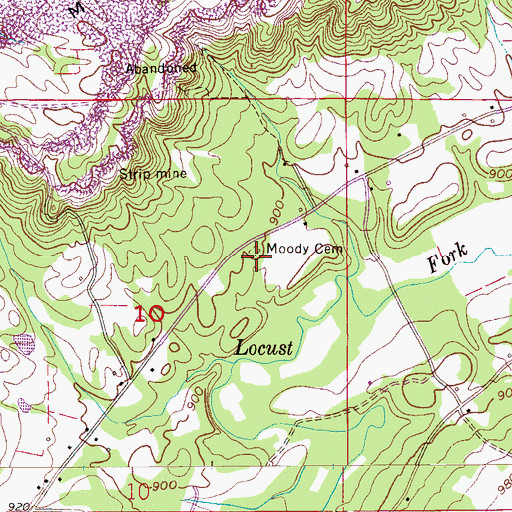 Topographic Map of Moody Cemetery, AL
