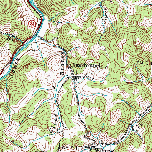 Topographic Map of Clear Branch Baptist Church, TN