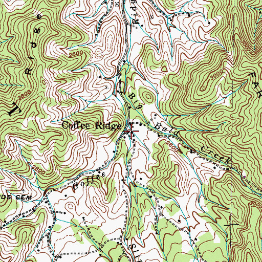 Topographic Map of Coffee Ridge School (historical), TN