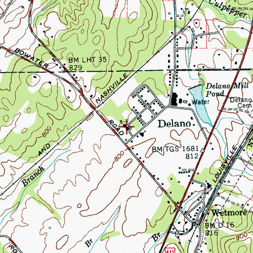 Topographic Map of Delano School (historical), TN