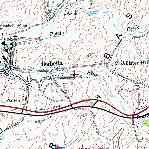 Topographic Map of Isabella School (historical), TN