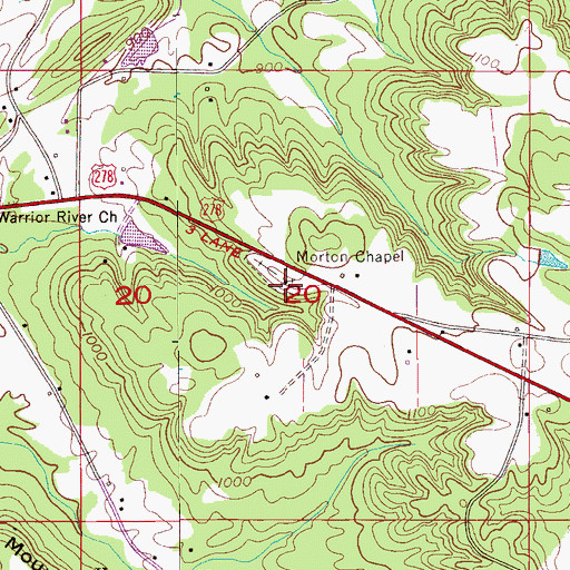Topographic Map of Morton Chapel United Methodist Church, AL